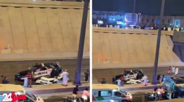 سقوط مركبة أمنية من أعلى جسر بالرياض وتحرك عاجل لفرق المرور